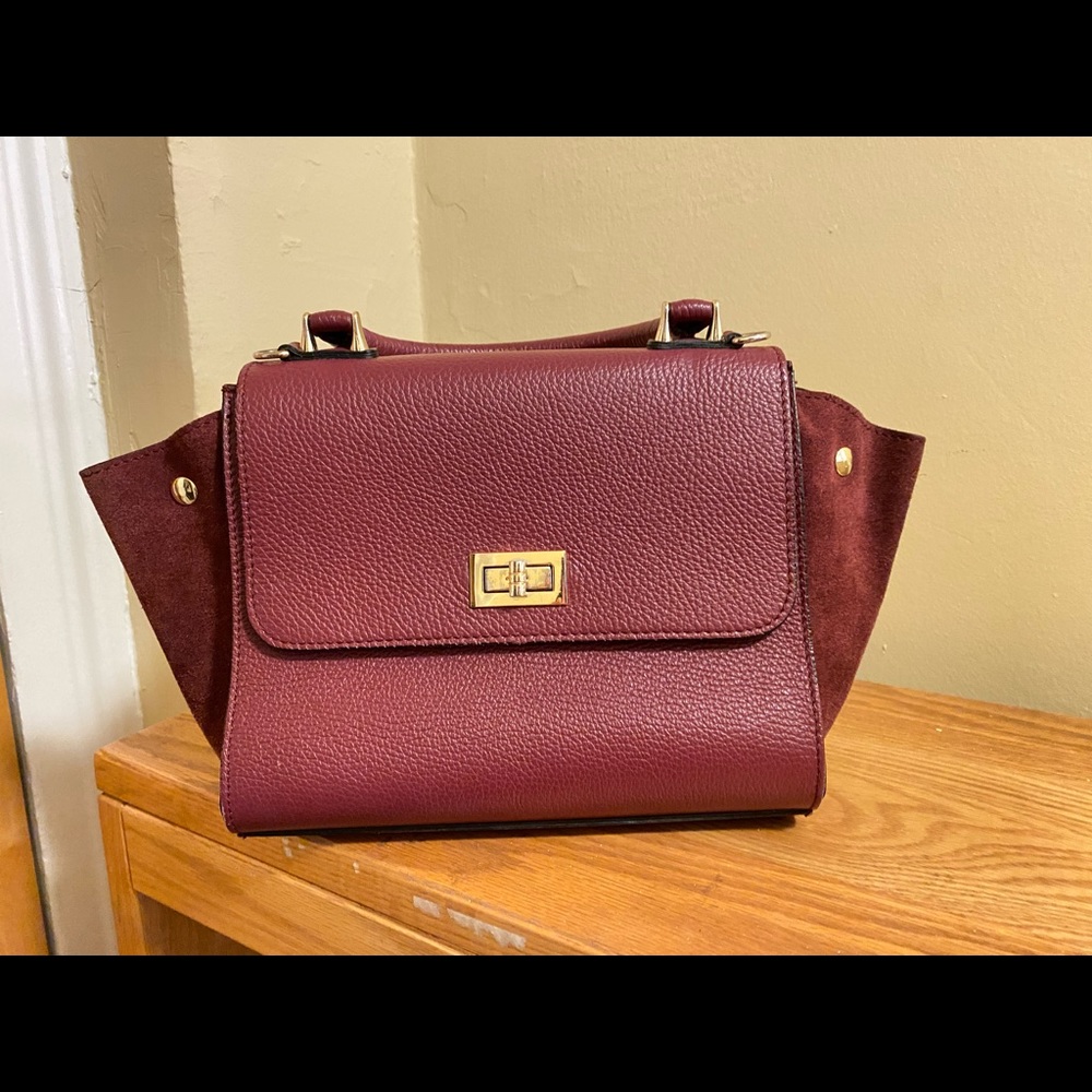 Italian leather two way handbag shoulder bag